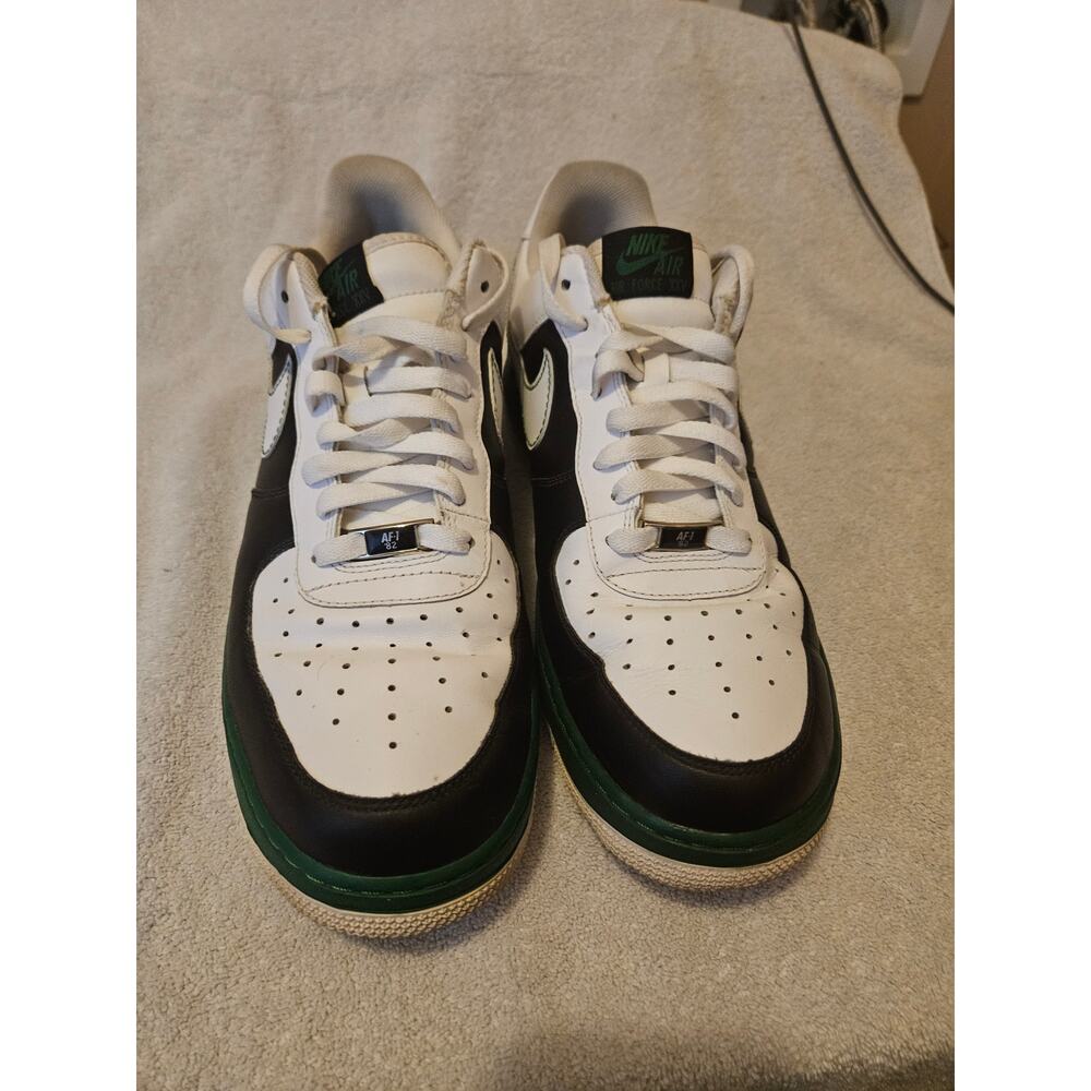 Nike Air Force 1 Low Black White Green Sneakers Mens Size 13 317296-011 - Picture 2 of 7